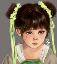 리본을 묶은 양쪽 번 헤어 일러스트